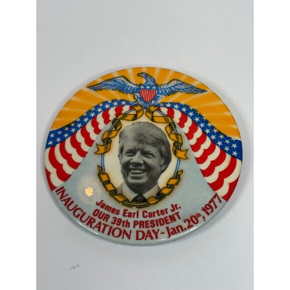 Inauguration Day 1/20/77 39th US President James Earl Carter, Jr. Pin 3.5"D - Picture 1 of 3